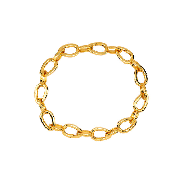 18k Vermeil over Silver Hinged Stirrup Link Charm Bracelet - Single Link
