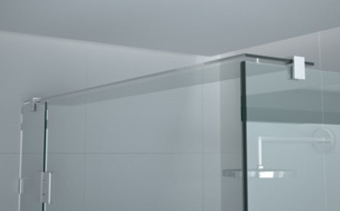 8mm glass brace bracket SMALL - SQUARE EDGE for frameless glass shower screen header bars - Image 3