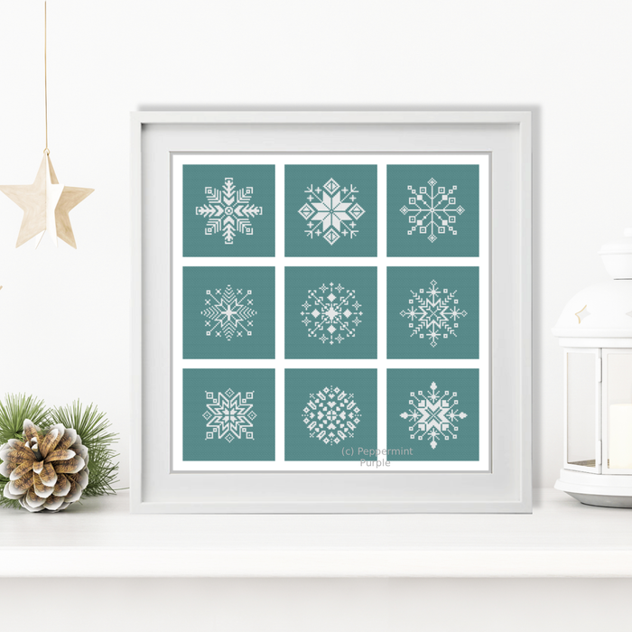 9 Snowflakes Cross Stitch Pattern by Peppermint Purple