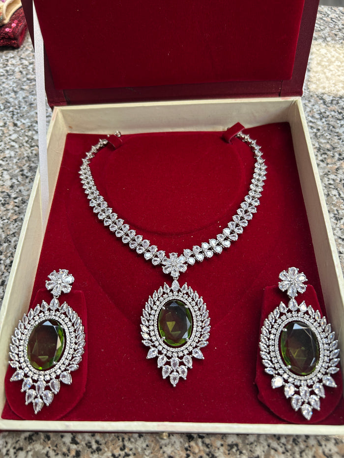 AD necklace set : mehandi green