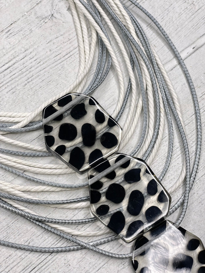 Alisha D Handmade Multi Strands Resin Pendants Necklace Animal Print