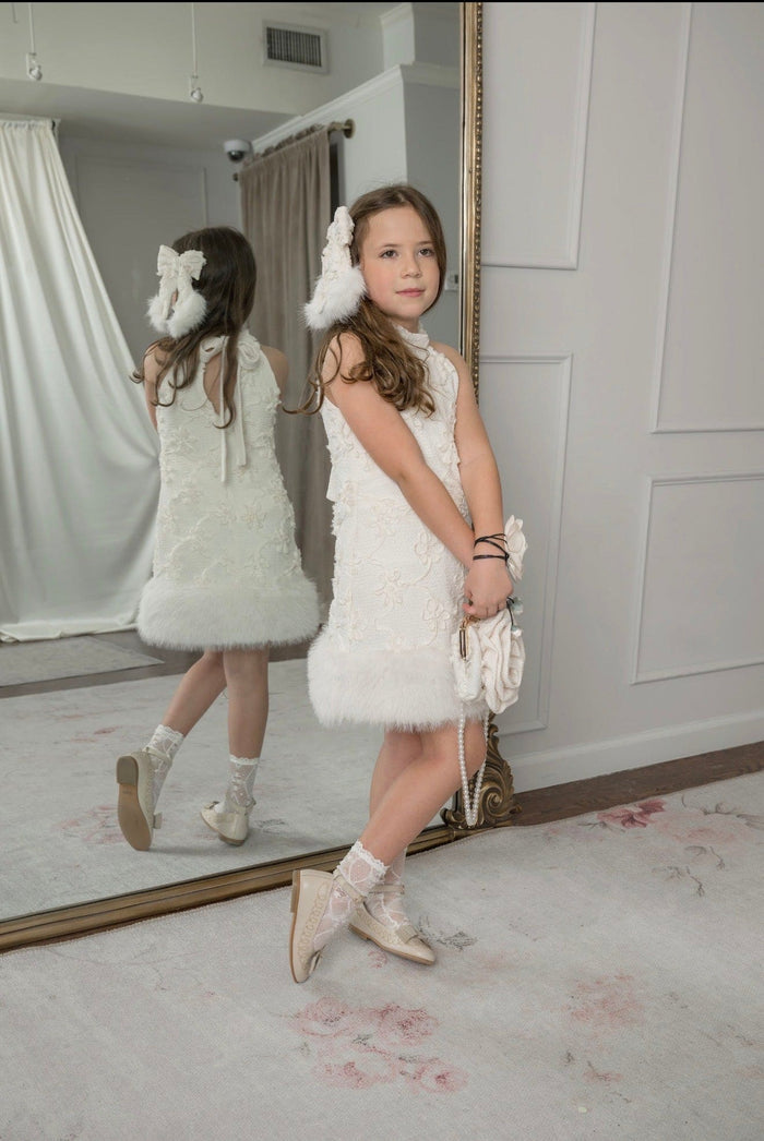 Ava Ivory Flower Hair Bow - Petite Maison Kids