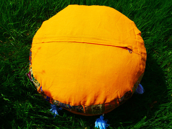 Boho floor pillow - Meditation cushion cover - Indian floor seating patchwork pillow