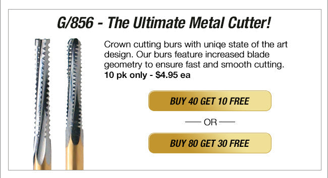 BU856-012-8 10-Pk , X-REX Multi-Use Crown & Bridge Preparation Burs, The Ultimate Metal Cutter