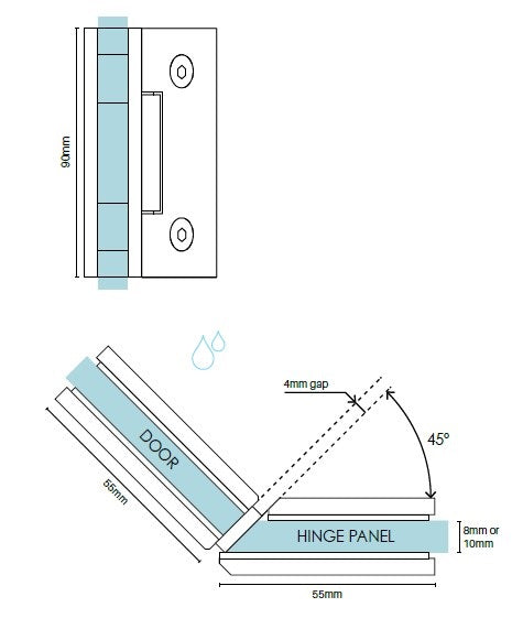 Chrome 135 Degrees glass to glass hinge Frameless shower screen hinge - Image 2