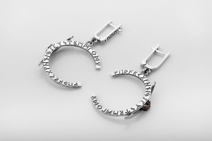 vkngjewelry Earrings Handcrafted Silver Viking Crescent Earrings