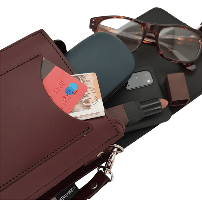 Handmade Leather Festival Phone Bag - Rose Quartz - Bascora