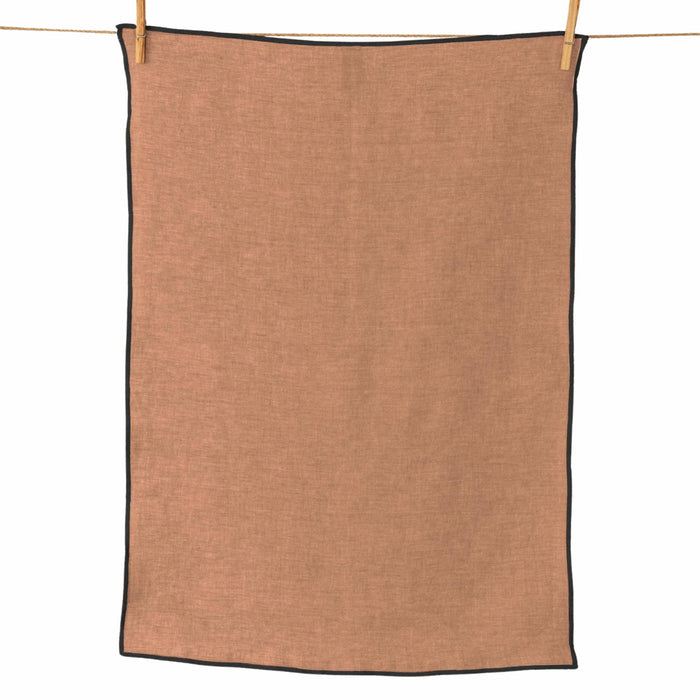 Linen Kitchen Towel – Black Needle Accent: Mauve Dust