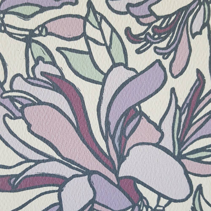 Little Green - Purple Spring Magnolia Blank Note Card / Art Greeting Card