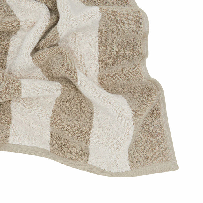 SIMPLE STRIPED TERRY BATH MAT: IVORY/FLAX