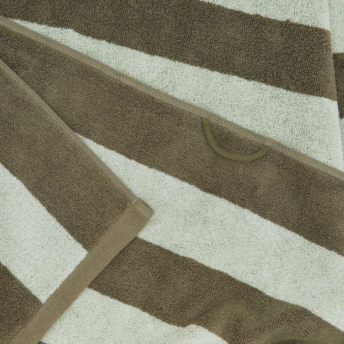 SIMPLE STRIPED TERRY TOWELS - OLIVE/SAGE: SHEET