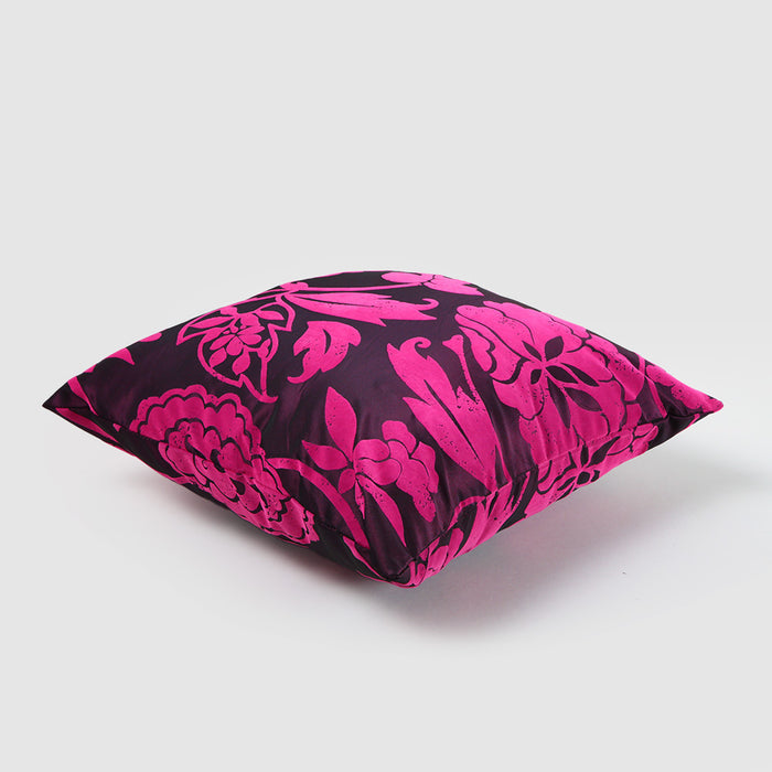 Telas De Mercato Isfara Fushia Printed Cushion Cover
