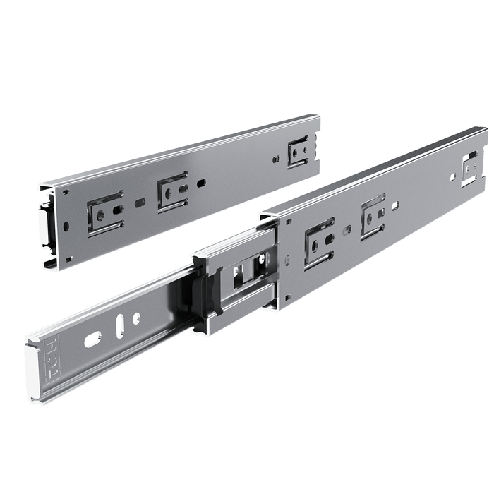 angled left view of one steel full-extension 12-inch drawer slide pair