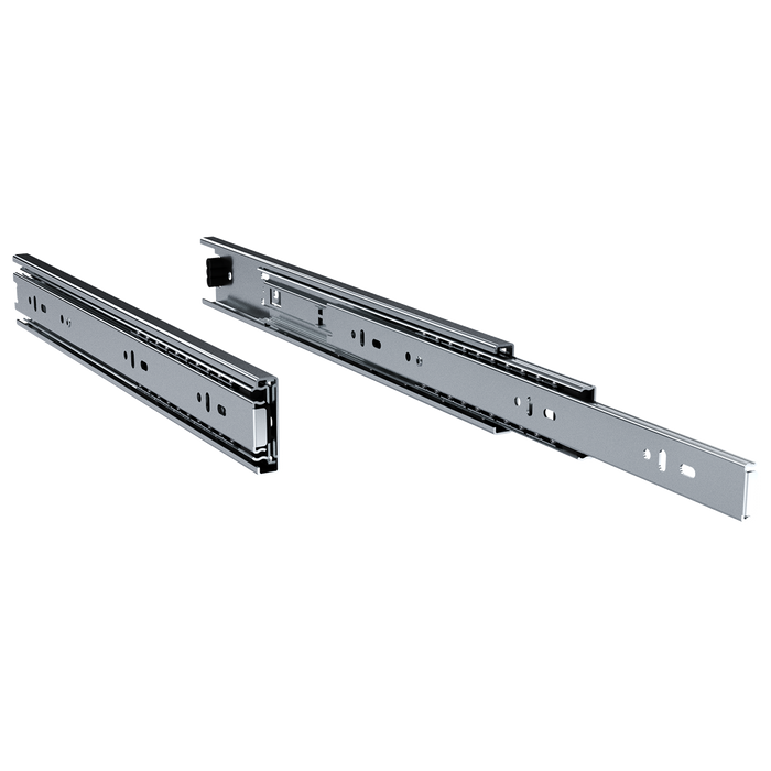 angled left view of one steel full-extension 14-inch drawer slide pair