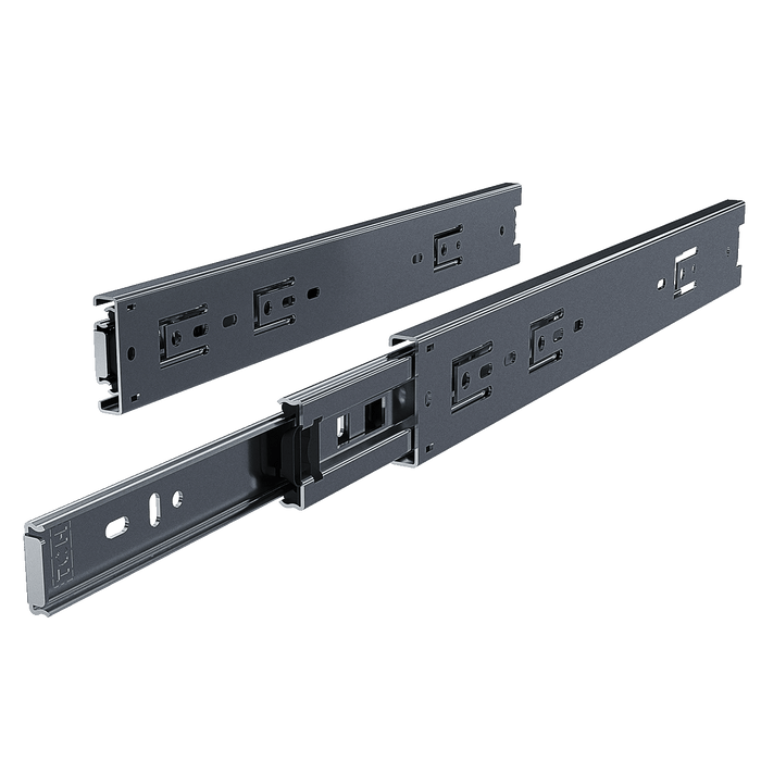 angled right view of one steel full-extension 14-inch drawer slide pair