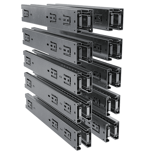 angled right view of 10-pair pack of 18-inch steel drawer slides