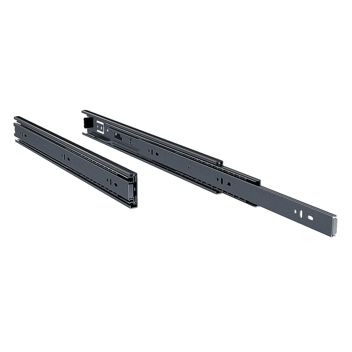 angled left view of one steel full-extension 18-inch drawer slide pair