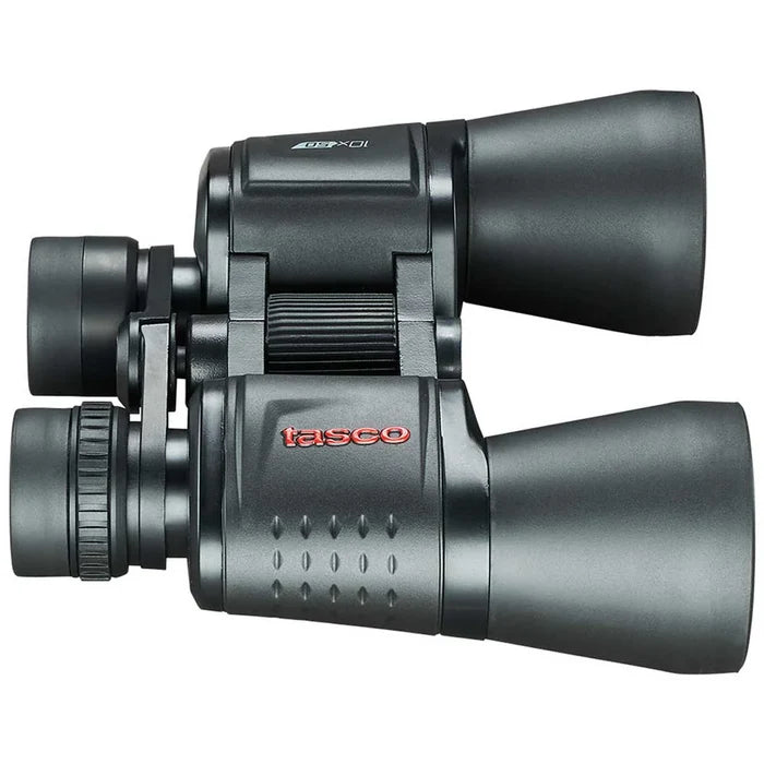 משקפת Tasco Essentials 10x50: כיסויי עיניים מתקפלים לשימוש עם משקפיים
