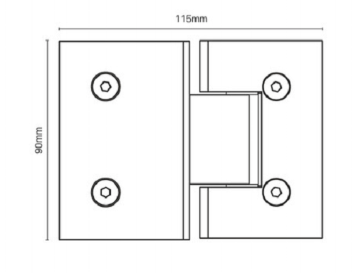 180 Degrees Shower Screen Door Hinge Shower Enclosures Glass Hinge, Glass to Glass - Satin Chrome - Image 3