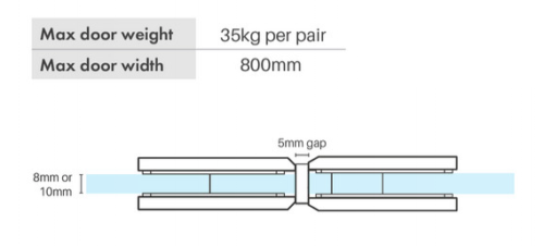 180 Degrees Shower Screen Door Hinge Shower Enclosures Glass Hinge, Glass to Glass - Satin Chrome - Image 4