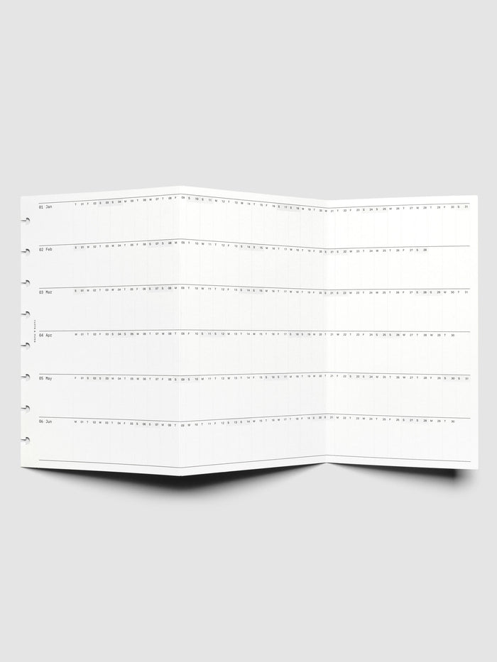 2026 Yearly Fold Out Planner Insert in size Half Letter shown un-folded.