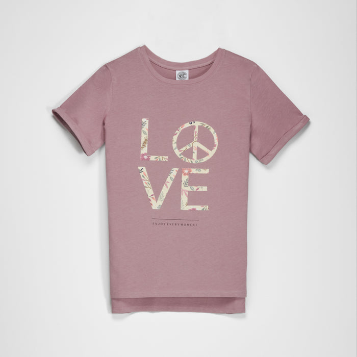 Camiseta manga corta rosa Love mujer