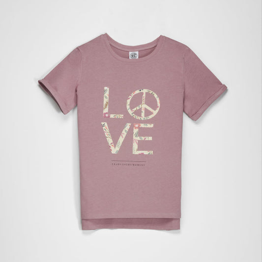 Camiseta manga corta rosa Love mujer