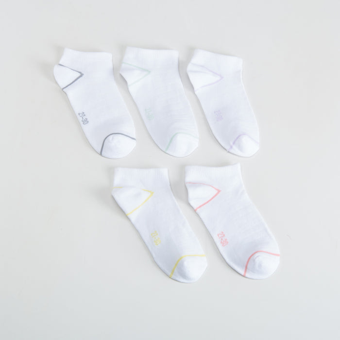 Pack x5 calcetines invisibles blanco raya MKL