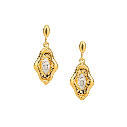 24k Vermeil Rocks 'n Rivers Post Earrings - White Moissanite
