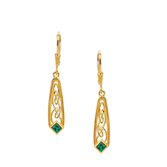 24k Vermeil Window to the Soul Earrings-Lab Grown Emerald/Ruby/Moissanite