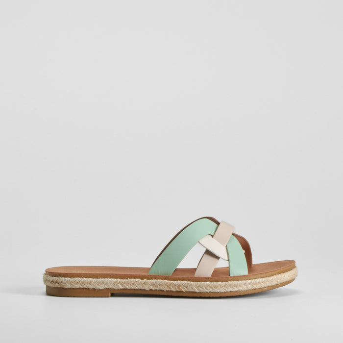 Sandalia plana pala tiras beige SENDA ROAD