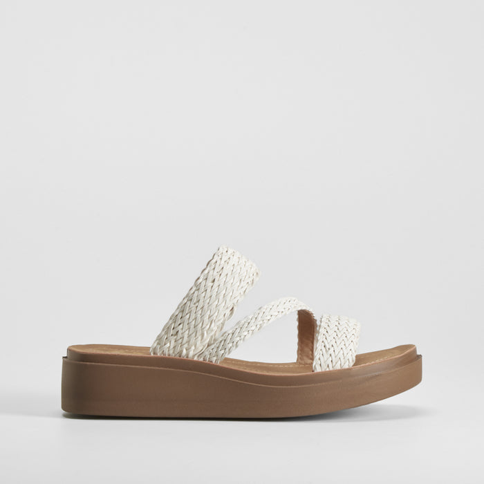 Sandalia plataforma trenzada blanca NYC