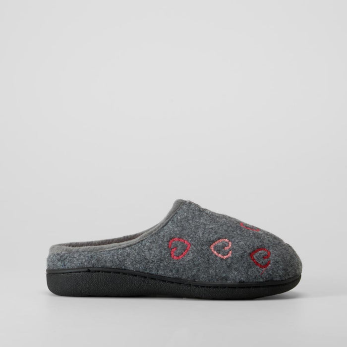Zapatilla de casa gris corazones OLYNE