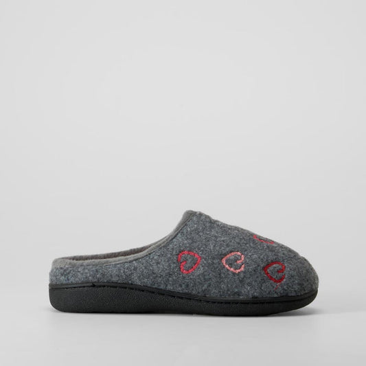 Zapatilla de casa gris corazones OLYNE