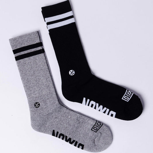 2pk Premium Crew Socks - Black & Grey