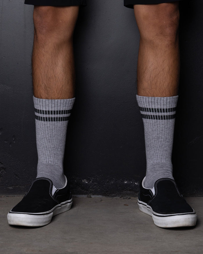 2pk Premium Crew Socks - Black & Grey