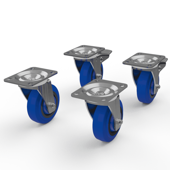 4in TCH Blue Swivel Caster and Brake Kit