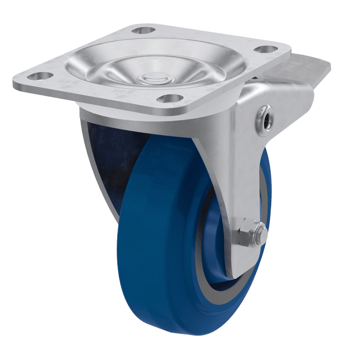4in TCH Blue Swivel Caster and Brake Kit