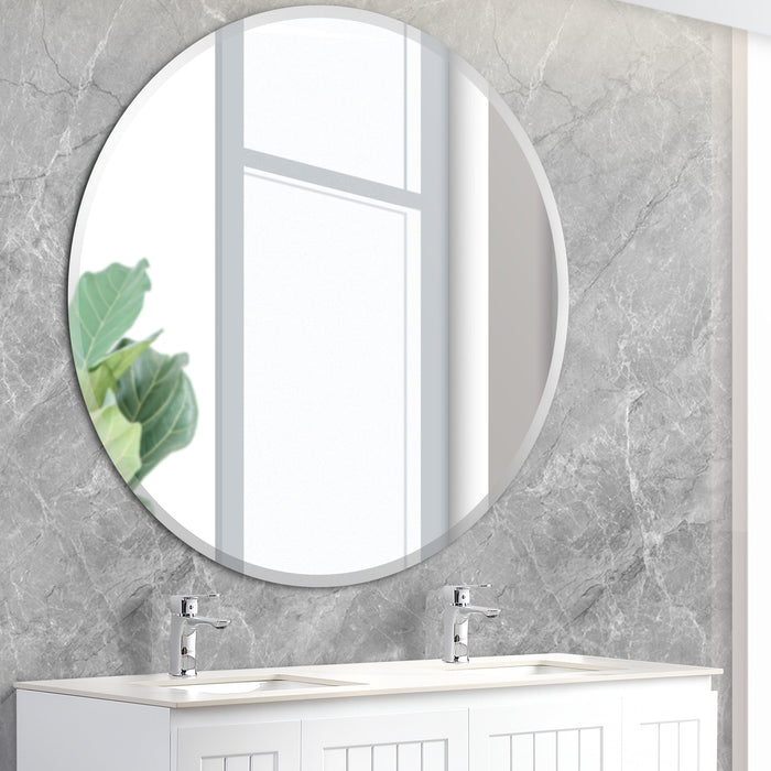 600×600mm Round Bevel Edge Bathroom Mirror – Plain Wall Mounted