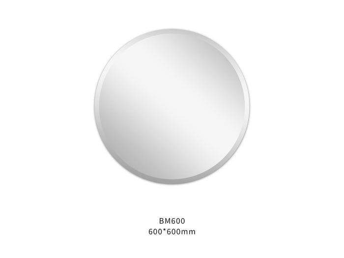 600×600mm Round Bevel Edge Bathroom Mirror – Plain Wall Mounted
