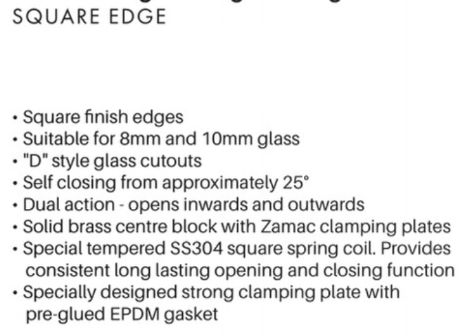 90 Degrees Frameless Shower Door hinge - Satin Chrome - Image 3