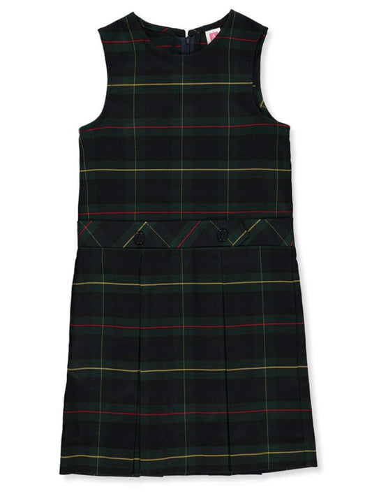 A+ Girls Plaid High Neck 2 Pleat Jumper