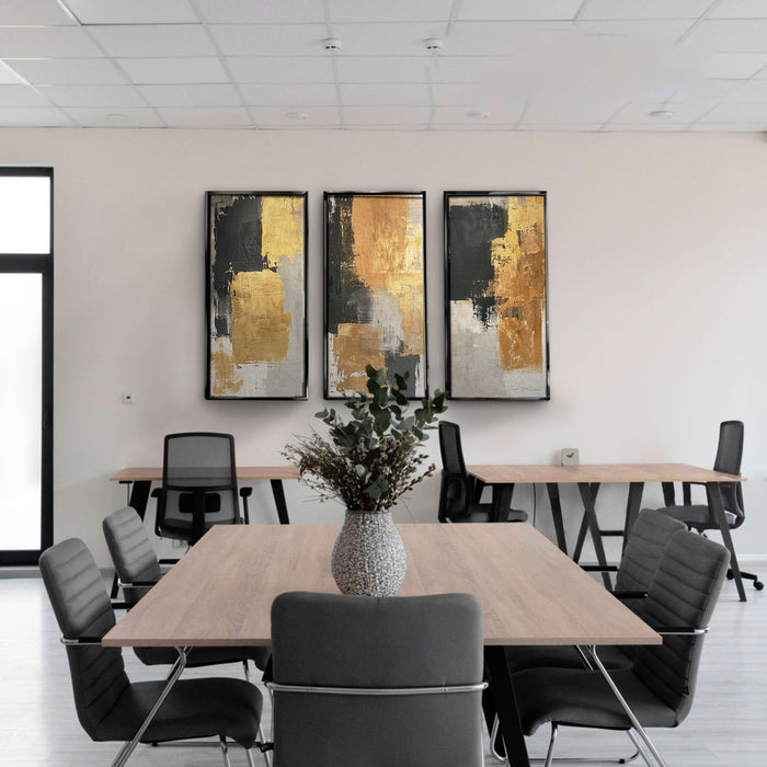 Abstract Painting Gold Contrasts 3 Pieces