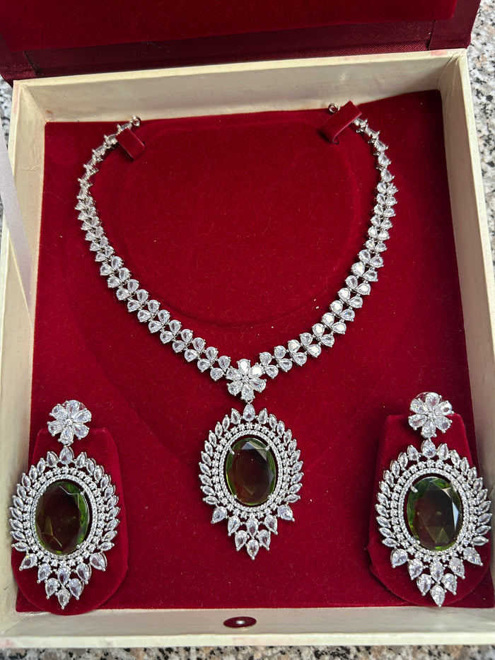 AD necklace set : mehandi green