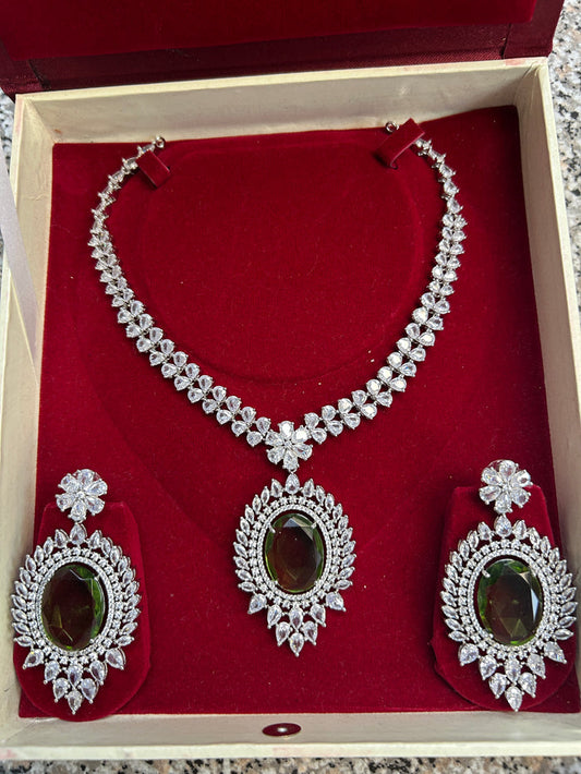 AD necklace set : mehandi green