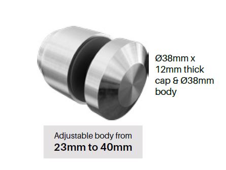 ADJUSTABLE 38mm Diameter glass standoff with adjustable body SS316 - Image 2