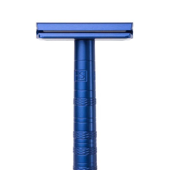 Steel blue Henson AL13 safety razor – Calgary eco-friendly shaving tool