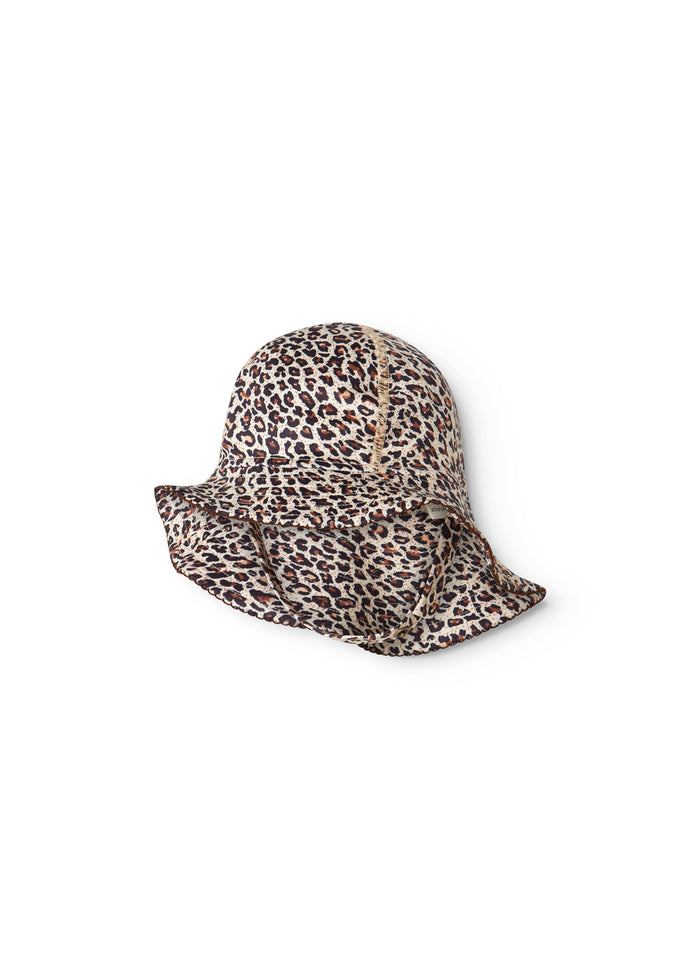 Child's swim cap with brown leopard pattern