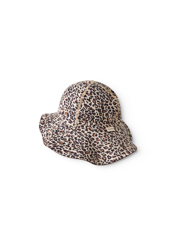 Child's swim cap with brown leopard pattern
