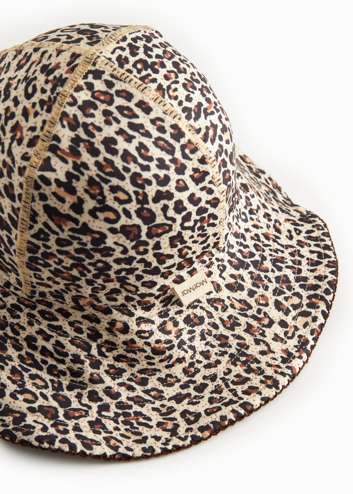Child's swim cap with brown leopard pattern